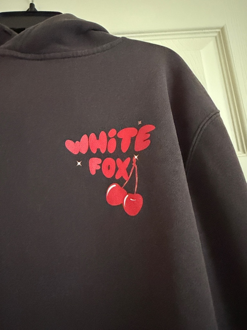 White Fox Charcoal Hoodie with Pink Cherry Logo - Picture 2 of 7